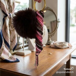 Cocoa Blush Spiral Pom Keychain
